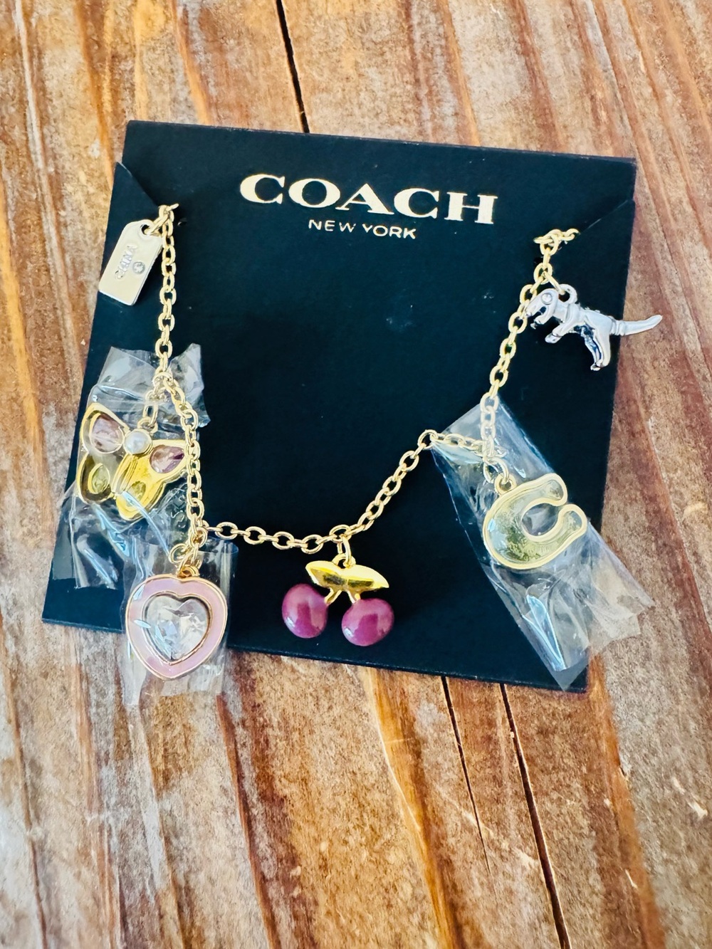 Coach Cherry Butterfly Charm Bracelet NWOT - Picture 1 of 12